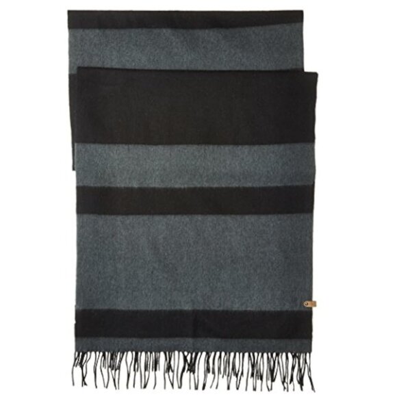 Mackage Black and Grey Striped Lazio Scarf - Picture 1 of 8